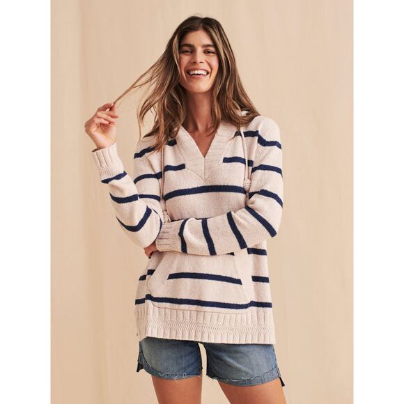 Faherty Kent Sweater Hoodie Ross Stripe Women’s Size M - Picture 1 of 6
